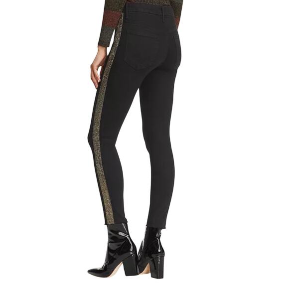 Mother High Waisted Looker Ankle Fray jeans, Beaded Stripe, Guilty Flash, Sz 25 - Picture 2 of 16